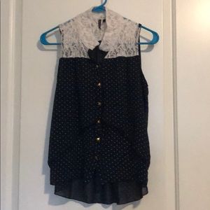 Women blue and white top